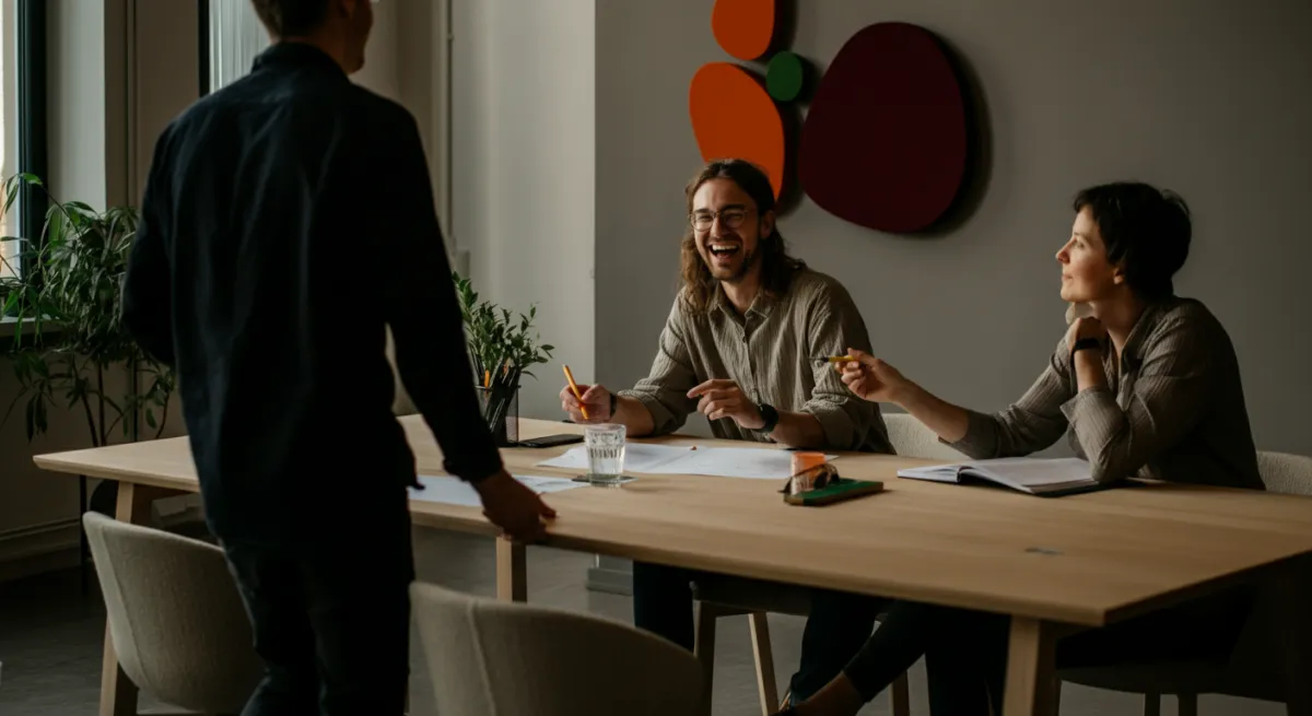 Equipa criativa a conversar