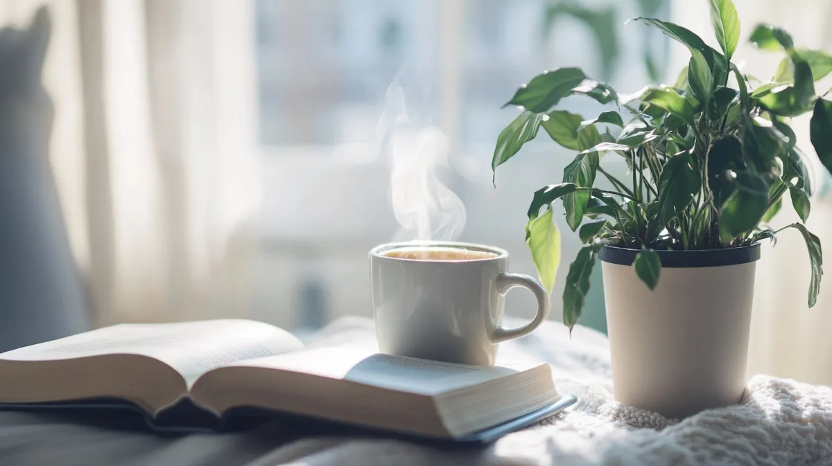 Pessoa escrevendo tranquilamente pela manhã